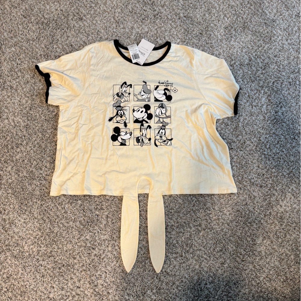 Her Universe Cream Tie Front Cropped Disney Raglan Tee